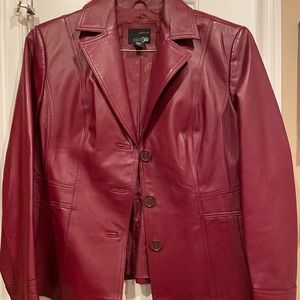 East 5th red leather jacket. Great condition size large
